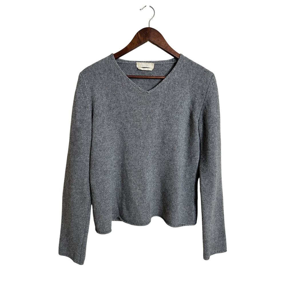 'S Max Mara Wool Casmere V-Neck Seamless Gray Sweater Womans Medium